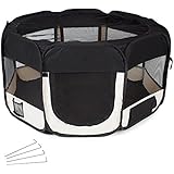 TecTake Welpenlaufstall Tierlaufstall für Kleintiere wie Hunde, Katzen - diverse Farben - (Schwarz)