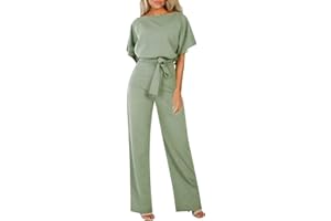 NaLatia Damen Elegant Jumpsuit Overall Hosenanzug Playsuit Romper Festlich Sommer O-Ausschnitt