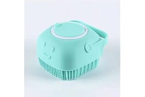 GENERIC Soft Silicone Dog & Cat Bath Brush – Rubber Pet Grooming Shampoo Dispenser – Gentle Scrubber for Short Haired Dogs & Cats – Fur & Hair Cleaning Tool for Bathing, Shower & Grooming (Blue)