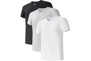 DAVID ARCHY Podkoszulek męski, oddychający, slim fit, miękki, z krótkim rękawem, koszulka basic, 3 lub 5 sztuk