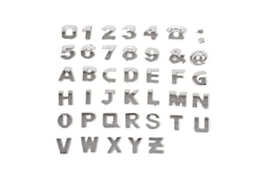 Bostar 40 Pieces 3D Metal Car Stickers DIY 26 Alphabet Letter Chrome Silver Number Symbol Badge Sticker Car Motorcycle Decoration