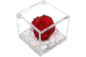 PREMIUM-ROSE.COM OneFlower by PREMIUM ROSE - Cubo Rosa Stabilizzata Rossa 5 cm con Marmo di Carrara - Rosa Eterna Stabilizzata Idea per San Valentino e Festa Della Mamma Made in Italy - Rosso A 1050