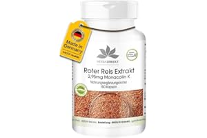 ‎HERBA DIREKT Roter Reis Kapseln - Roter Reis Extrakt 600mg - 2,95mg Monacolin - 180 Kapseln | HERBADIREKT by Warnke Vitalstoffe - Deutsche Apothekenqualität