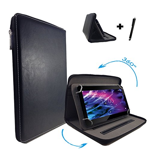 Multimedia Tablet Tasche für Medion Lifetab S10351 (MD 99666) LTE Schutz Hülle Etui + Touch Pen - 10.1 Zoll Schwarz Reißverschluss 360?