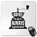 Price comparison product image BGLKCS Quote Mouse Pad, Coffee Maker Silhouette with Coffee is Always a Good Idea Grungy Typography, Standard Size Rectangle Non-Slip Rubber Mousepad, Black and White