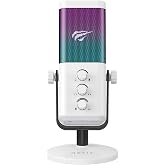 Havit GK65 RGB Profesyonel Yayıncı Mikrofonu 192kHz 24Bit Hi-Fi Dahili Ses Kartlı (Beyaz)