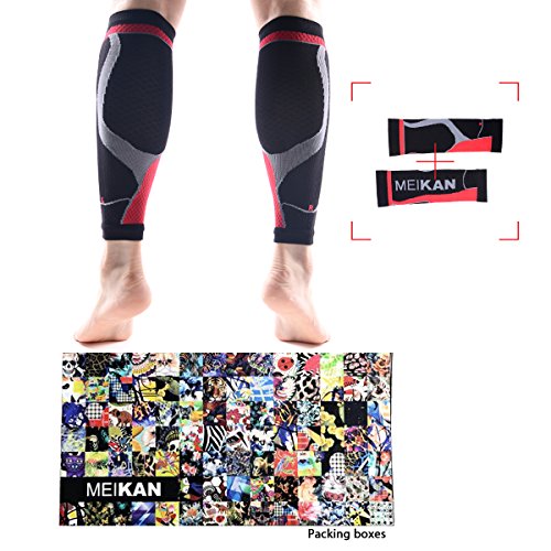 Waden Kompression, MEIKAN – Wadenbandage(1 Paar) / Wadenschutz für Schienbeinverletzungen, zur Linderung von Krampfadern & Wadenschmerzen, Fördert die Durchblutung & verringert Krämpfe – Leistungsverbesserung für Laufen, Joggen, Radfahren, Fitness & Sport – Für Männer & Frauen - 6