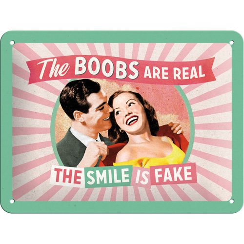 Nostalgic-Art 26112 Say it 50's The Boobs Are Real, Blechschild, 15 x 20 cm