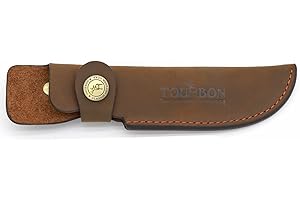 TOURBN TOURBON Dark Brown Leather Hunting Knife Sheath Cover Snap Hunter Knives Holder Case