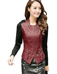 Mujeres De Manga Larga De Cremallera PU Suave De Cuero Chaqueta De Abrigo Delgado