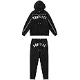 YOUPO Embroidered Trapstar Tracksuit for Men and Women, Unisex Trapstar Shooters Suit, 2 Piece Sports Jogging Set Autumn Winter, Fleece Hooded Sweatshirt and Pants (Color : 8841 black, Size : Small