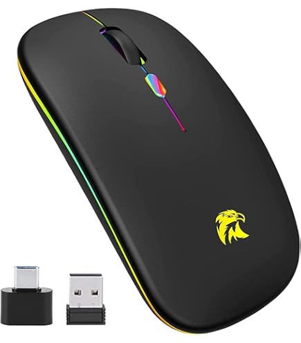 Mouse Wireless Ricaricabile RGB - 7 Colori, 3 DPI, Silenzioso, Con Convertitore USB-C - Foto 10