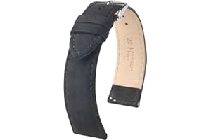 HIRSCH H Cinturino HIRSCH Osiris L - vera pelle di vitello - classico/elegante - donna/uomo - Nubuk nero - 18 mm