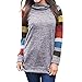 Produktbild Damen Elegante Langarmshirts Sannysis Gestreift Rollkragen Loose Tops Farbblock Raglanärmel Herbst Tunik Bluse Sweatshirt Oberteil