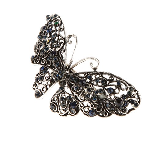 Große Vintage-Frauen Kristall Strass Schmetterling Haarspange Clip Haarnadel - 3