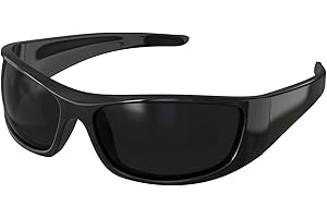 Bloomoak Gafas de sol polarizadas negras con lentes súper oscuras | Gafas de sol deportivas envolventes unisex | UV400 | CAT 4 | Para fotofobia (ojos sensibles)