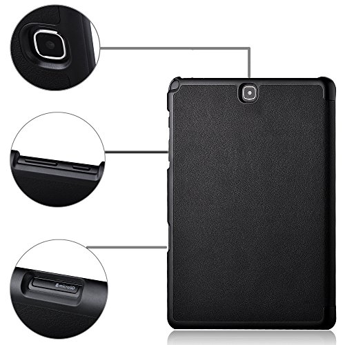 Samsung Galaxy tab A 9.7 hülle Schutzhülle, IVSO hochwertiges PU Leder Etui – mit Standfunktion und automatischem Schlaf Funktion, super 360° Anti-Wrestling, ist für Samsung Galaxy Tab A T550N/T555N 24,6 cm (9,7 Zoll) WiFi Tablet-PC perfekt geeignet, Schwarz - 5