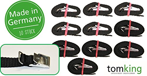 10 x Befestigungsriemen SET 5x50cm 5x100cm 18 mm Made in Germany Fahrradträger Spanngurte Klemmschloss Zurrgurte Schnallgurte (ARNO Klemmschnalle)