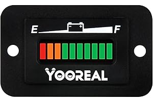 YOOREAL Digital 12/24V LED Medidor de Capacidad de batería, probador de ácido de batería, Adecuado para Carrito de Golf, Remolque de Viaje, Carretilla elevadora, máquina fregadora Ebike