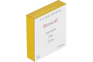 StonyLab Qualitative Filter Paper Circles, 50mm Diameter Cellulose Filter Paper with 20 Micron Particle Retention Medium Filtration Speed, Pack of 100 (50mm Diameter)