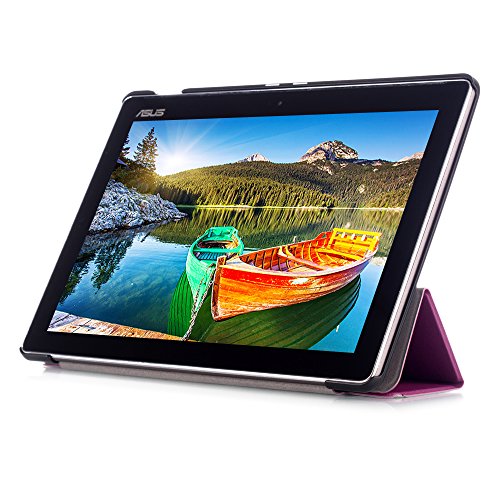 Huawei MediaPad T1 7.0 Slim Smart Hülle Case – PU Leder Schutzhülle Case für Huawei Mediapad T1 7.0 Zoll Tablet Tasche Etui Sleeve Smart Cover mit Magnetic Magnet und Standfunktion + Displayschutzfolien und Stylus,Lila - 7