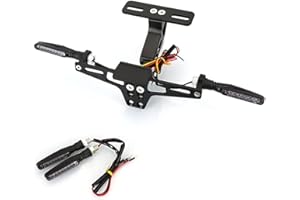 BVDOUE CNC Moto con LED Luz Ajustable Titular De Soportes de Matrícula Marco De Placa Portamatrícula, para KTM 390 Duke Msx Duke 790 Xmax 300 Mt 125 Fz6 2017 2018 2019 Trasera Soportes Matrículas Accesorios