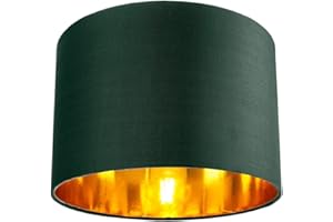 Contemporary and Chic Forest Green Cotton 10" Table or Pendant Circular Drum Lamp Shade with Shiny Copper Inner - 60watt Maximum by Happy Homewares