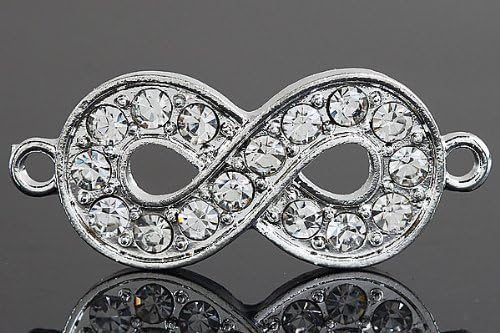 20pc Silver Plated with White Crystal Rhinestones "S" Shape Bracelet Connector Bead DIY 33mm C0771-3