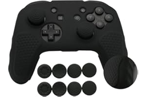 ‎CHIN FAI CHIN FAI für Nintendo Switch Pro Controller-Hülle, Anti-Rutsch-Silikon-Hautschutzhülle mit 8-teiligen Daumenstielen (Schwarz)