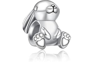 Alstiva Tiere Hase Vierblättriges Kleeblatt 925 Sterling Silber 5A Zirkonia Charm Anhänger für Armband Charm Bead Pendant für Europäische Armbänder Halsketten Schmuck Geschenk für Damen