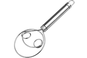 BESREEY Dänischer Teigbesen - Danish Dough Whisk - Dänischer Teig Schneebesen - Dänischer Schneebesen - Manueller Eierschläger | 21,5 X 8,5 Cm Mit Holzgriff Mixer, For Baking Bread Pastry Dessert Pizza Dough