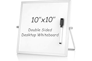 S SIENOC 10"x10" Pizarras blancas whiteboard Tablero blanco de borrado en seco Mini caballete Reversible Bloc de notas para la oficina en casa 25x25cm