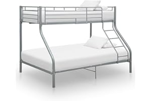 Festnight Letto a Castello per Bambini o Adulti Alto 150 cm Struttura Ferro con Rete a Doghe 140x200 cm/90x200 cm Letto a Castello Metallo