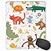 Produktbild Mouse Mat Stitched Edges, Jolly Cartoon Animals Colorful Flowers And Hearts For Cheerful Babies And Children,Gaming Mouse Pad Non-Slip Rubber Base