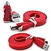 Produktbild Amazon Fire Mobile Phone Qualitativ hochwertiger ultra-kompakter kugelförmiger Zigarettenanzünder-Anschluss USB Reise-Ladeadapter fürs Auto mit 1m Anti-Tangle-USB-Flachdatenkabel / Transfer- / Synchronisier-Kabel - Rot / Red - Von Gadget Giant®
