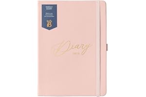 Busy B 2026 A5 Family Diary - Weekly Planner with 5 Schedules, Faux Leather Dust Pink & Gold Foil Cover- Life Planner for Busy Families - Includes Year Planner, Birthdays & Tear-Off Notes
