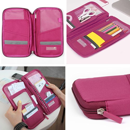 SAVFY® Reiseorganizer Reisedokumententasche Reisebrieftasche mit Reißverschluss, für Münzen, Stift, Kreditkarten… - 4