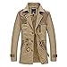 Produktbild Amphia Herrenkragen hohen Kragen warme Jacke Langarm Plus Samtjacke Kapuze Stricken Pullover Männer,Casual Pocket Button Thermische Lederjacke Top Coat(Khaki,XL)