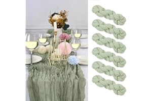 AlaTyche 6 Pack Sage Green Cheesecloth Table Runner,90×300cm Rustic Gauze Fabric Table Runner,Boho Table Runner,Cheese Cloth Centerpiece for Events Wedding Banquet Party Birthday Bridal