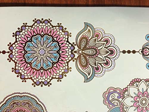 XL FARBIGE BUNTE METALLIC TATTOO SC02 06 FLASH TATTOO MANDALA ELEFANTEN Henna Design Gold Rosa Blau Lila Blumen Tattoo Kleber- XL Bogen - 4