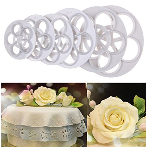 joyliveCY 4ST Rose Blume Kuchen Fondant Ausstechformen - 8
