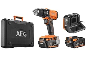 AEG - Perceuse visseuse percussion 18V 60 Nm, mandrin 13 mm, 2 vitesses, livrée avec 2 batteries 4 Ah, chargeur, coffret - BSB18G4-402C