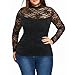 Produktbild Übergröße Blusen Damen Frauen Elegant Trägerlos Spitze Bluse Große Größen Schulterfreie Sweatshirt Plus Size T-Shirt Langarmshirts Top (Schwarz 5 (Rundhals Langarm Spitze), XXX-Large)