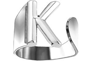 Only faith Anneaux de lettres initiales en acier inoxydable réglable, anneaux ouverts de lettres pour femmes, bijoux de mode avec belle boîte cadeau vintage.