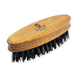 Vegan travel beard and moustache brush for men - engraved beech wood handle with animal-free synthetic bristles. Great gift to soften and nourish facial hair by The Bluebeards Revenge