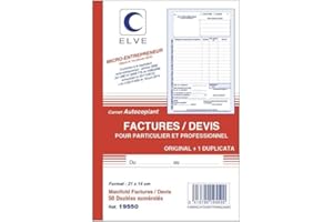 ELVE 1 Manifold AUTO-ENTREPRENEUR Facture/Devis 21 x 14 cm Vertical 50 dupli