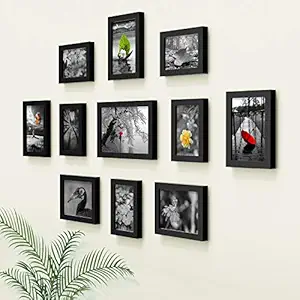 Random New Synthetic Collage Set of 11 Black Photo Frames (4 X 6 Inch - 5, 5 X 7 Inch - 5 & 6 X 10 Inch - 1)
