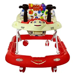 Panda Musical Baby Walker With Tray 6 Months - Red