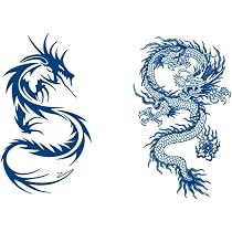 2 Temporäre Drache Tattoos – Ca. 20x12 Cm, Wasserfest, Hält 4-6 Tage, Einfach Anzubringen Und Zu Entfernen