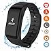 Produktbild CoolFoxx Fitness Tracker Armband, CF01 Smart Armband Messung Herzfrequenz, Blutdruck, Sauerstoff und Schlafüberwachung Schritt Wasserdicht Sport Gesundheit Uhr Android iPhone, Herren, Schwarz